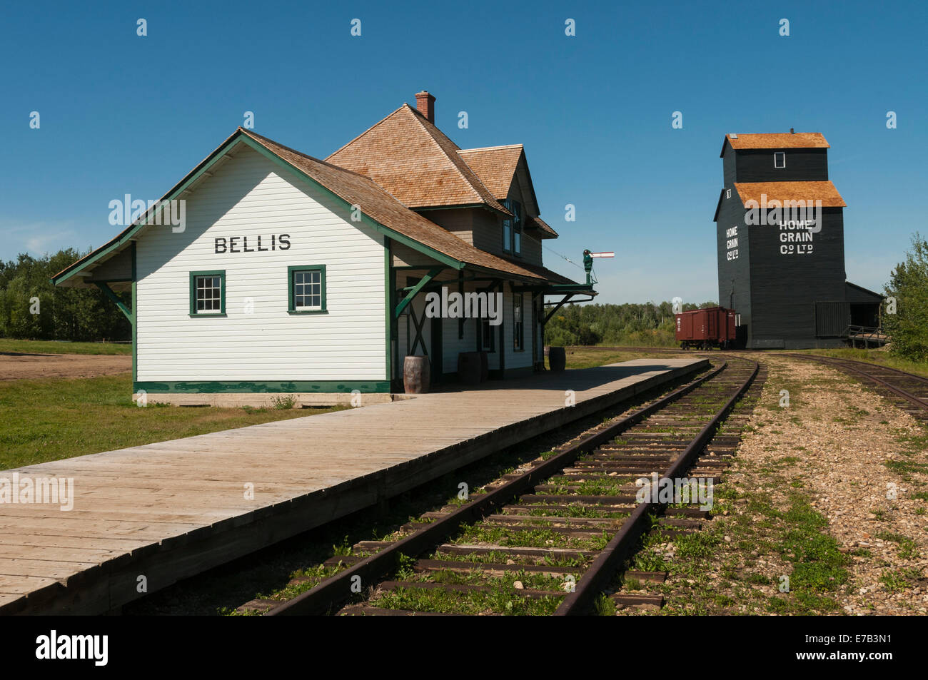 Elk203-5526 Kanada, Alberta, Edmonton, ukrainische Cultural Heritage Village, Bahnhof Stockfoto