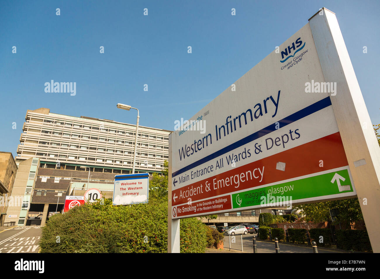 Glasgow NHS Western Infirmary Hospital und Unfall & Notfall. Glasgow, Scotland, UK Stockfoto