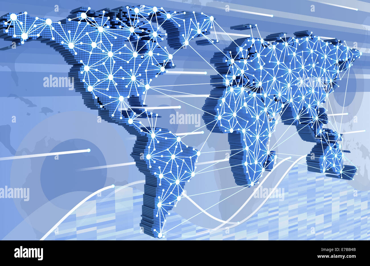 World-Wide-Web auf blauem Hintergrund (durchgeführt in 3d) Stockfoto