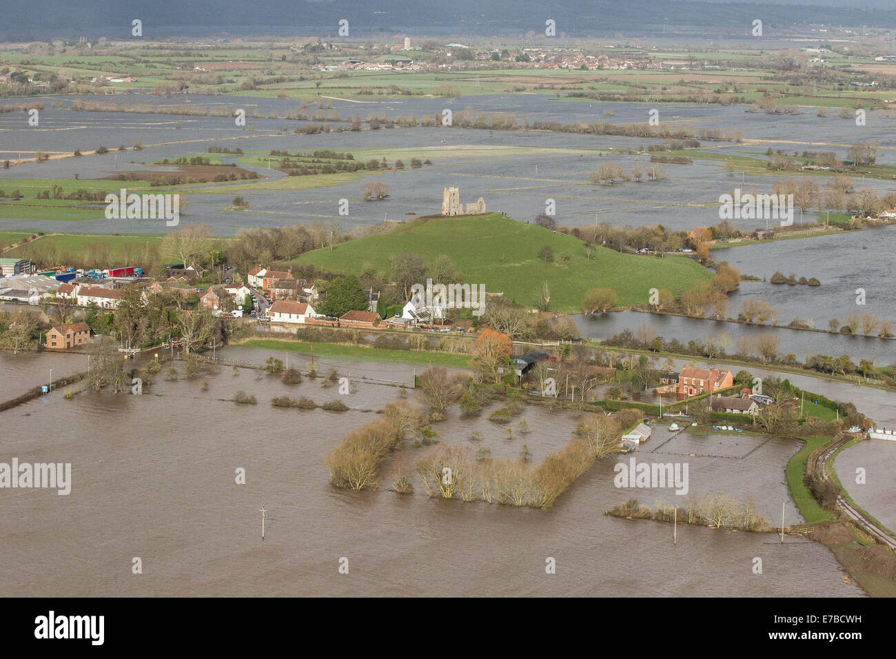 Fuchsbau prahlen an Burrowbridge am Ufer des River Parrett ist vollständig von Wasser, auf der Somerset Ebene umgeben. Stockfoto