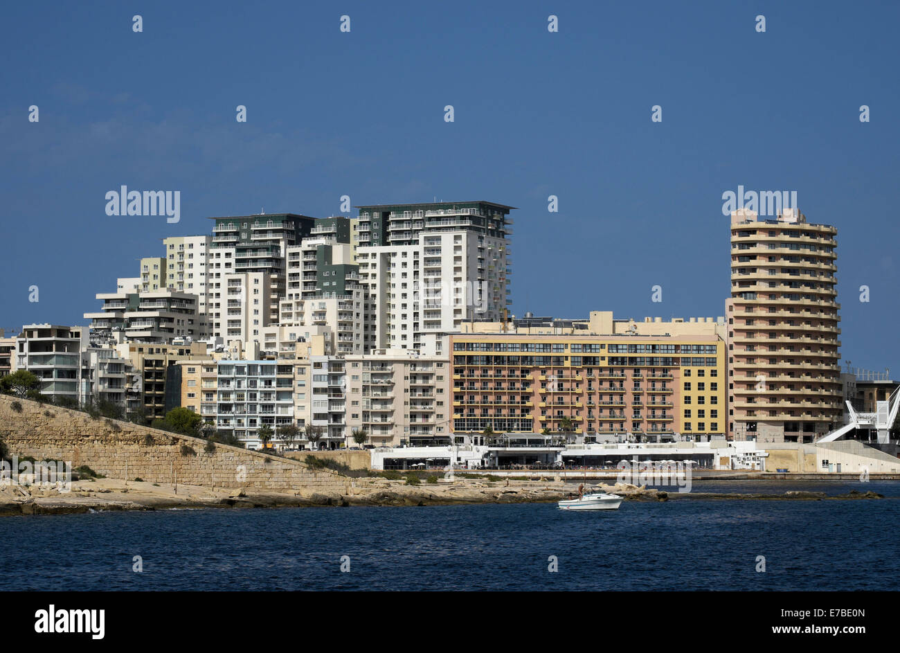 Blick auf die Stadt von Sliema, Malta Stockfoto