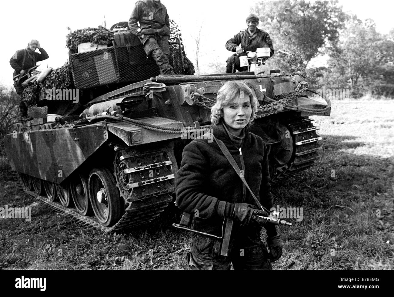 NATO-Übungen in Deutschland, weiblichen Besatzung eines Panzers Centurion der dänischen Armee Stockfoto