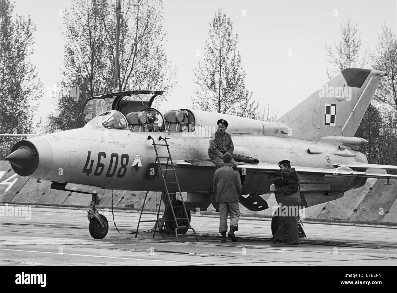 Polnische Luftwaffe, 1. Luftverteidigung-regiment "Warszawa", sowjetische gebaute Jagdflugzeug Mig-21 (Mai 1991) Stockfoto