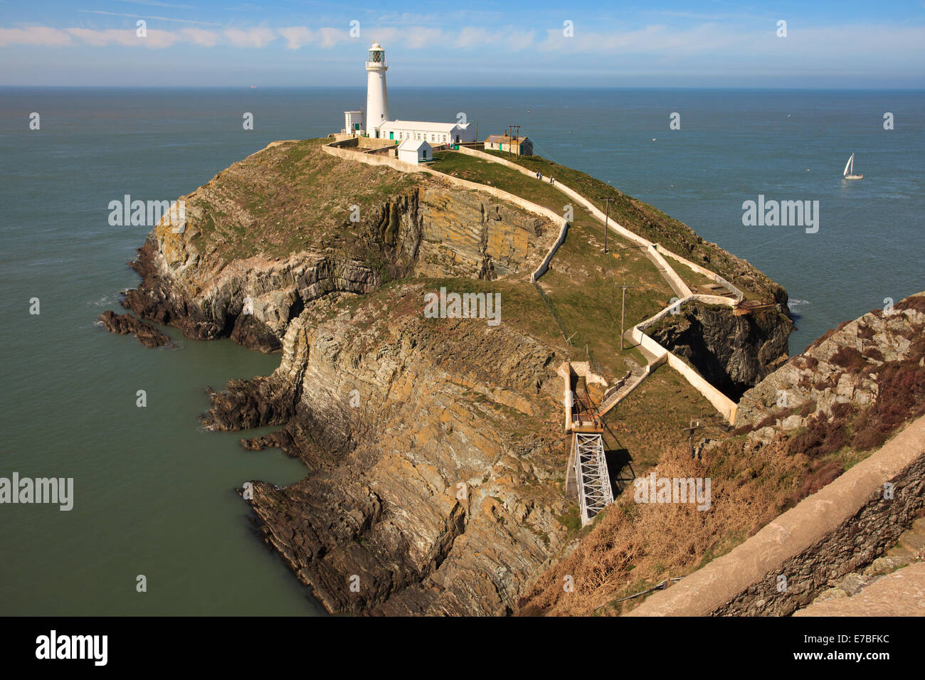 South Stack Leuchtturm auf Anglesey. Stockfoto