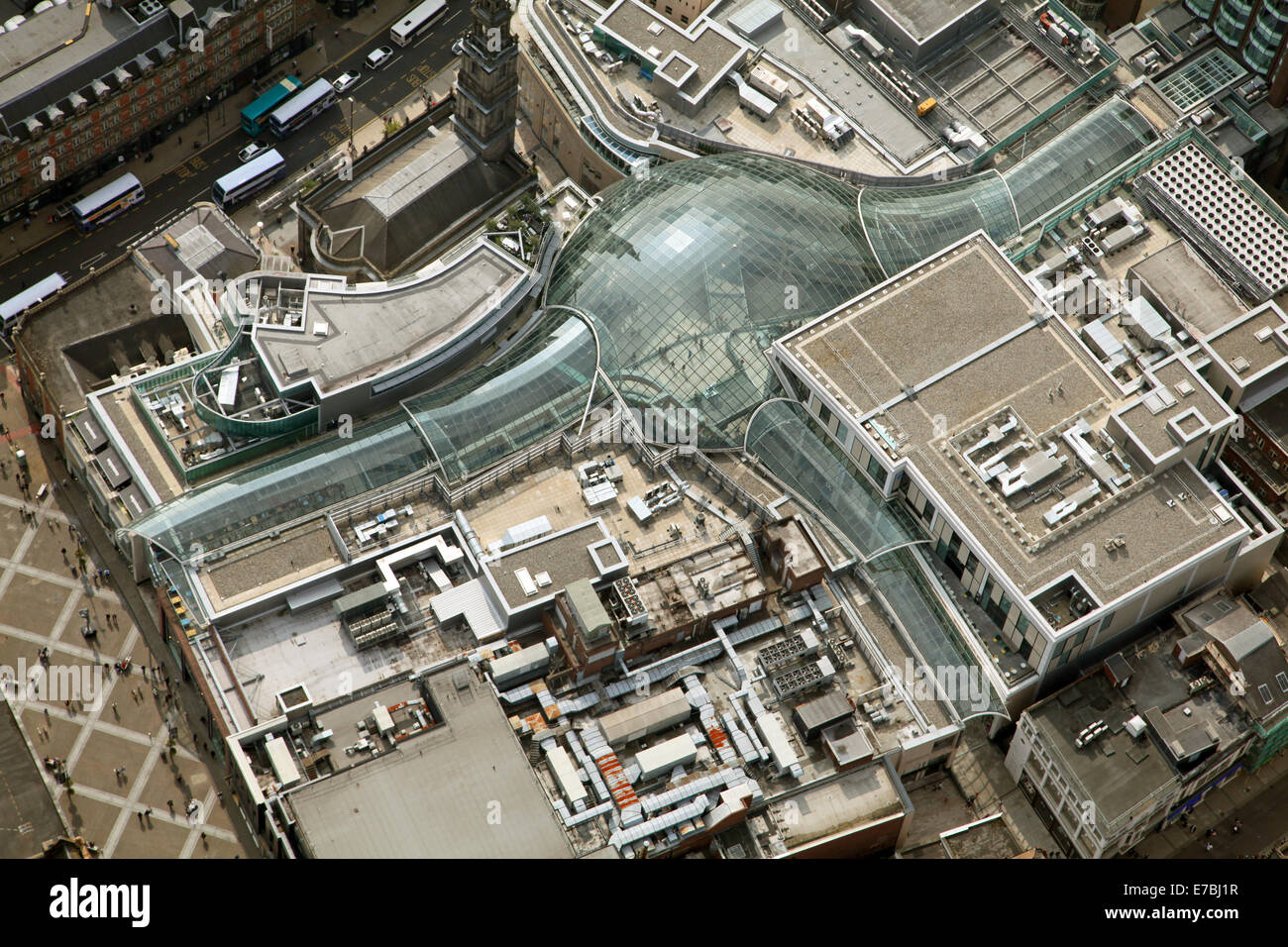 Luftaufnahme des Einkaufszentrums Trinity Leeds, West Yorkshire, Großbritannien Stockfoto