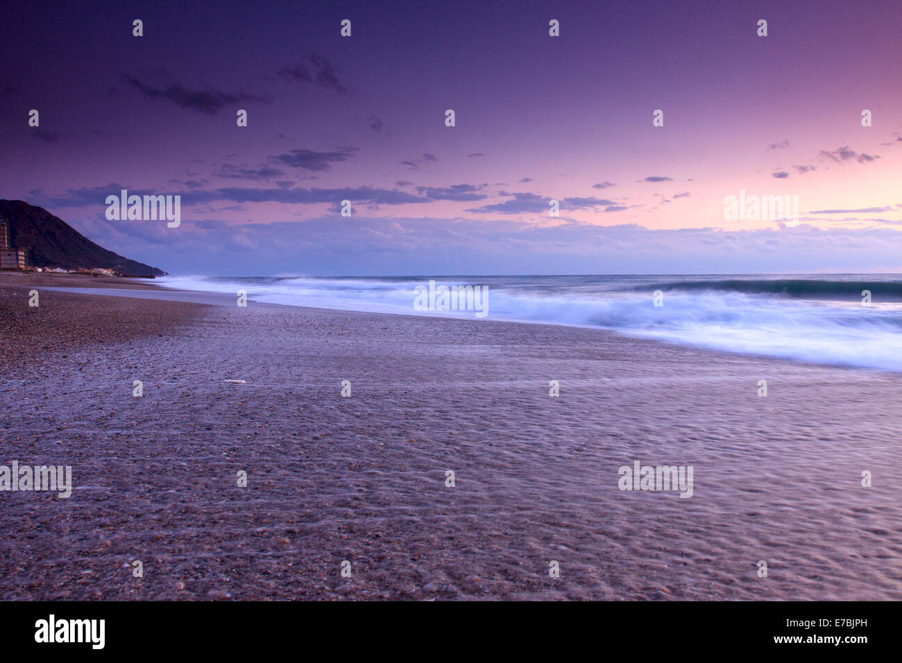 Sunset Beach Gabo de Gata, Almeria, Spanien. Stockfoto