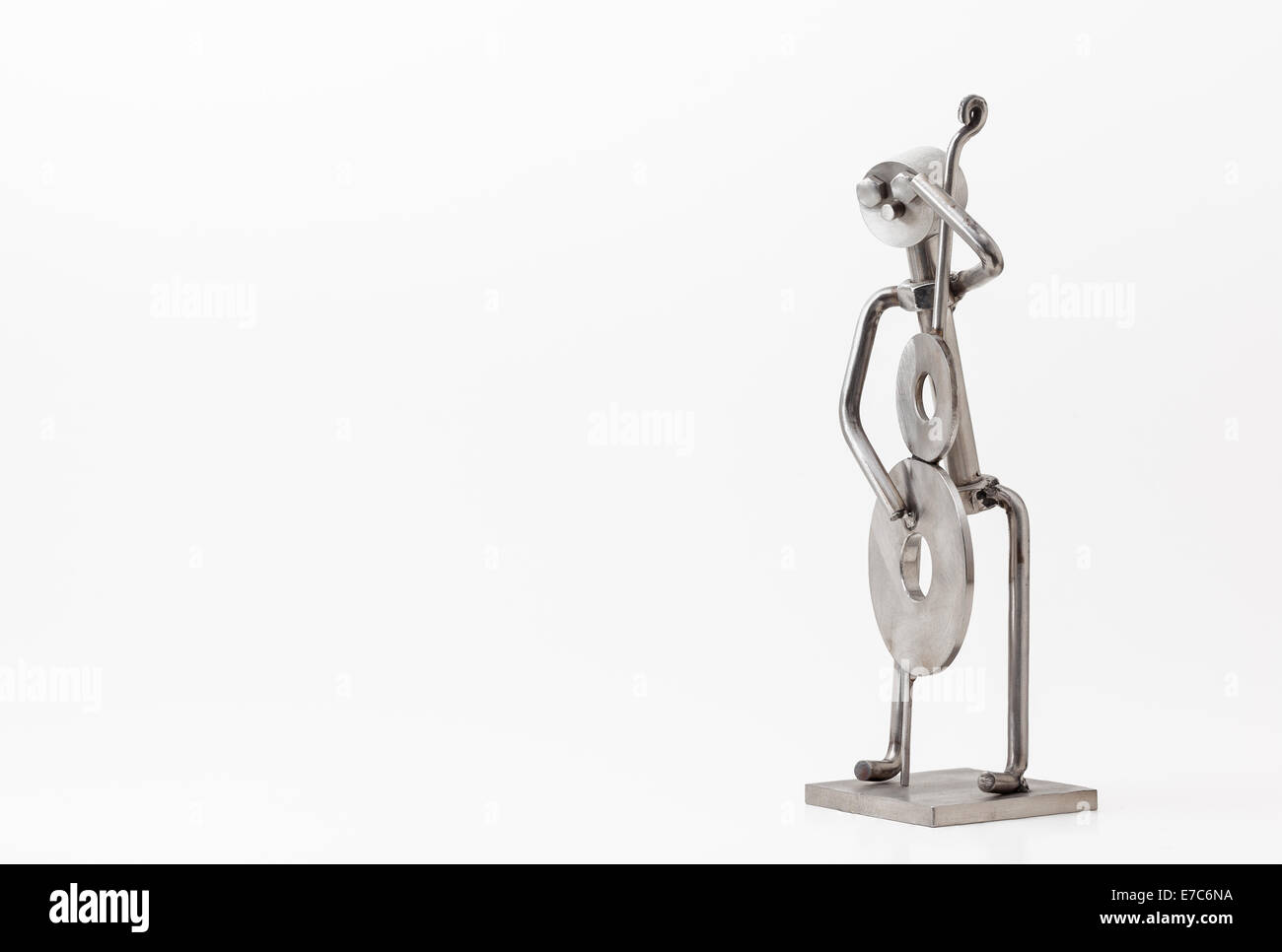 auf weiß, was Sie und Edelstahl Jazz bass Stockfoto