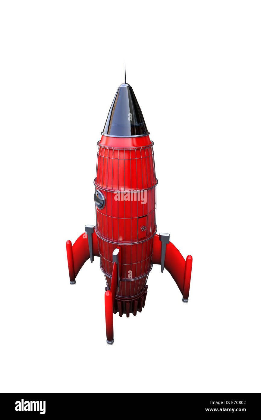 Rakete isoliert auf weißem Hintergrund Stockfoto
