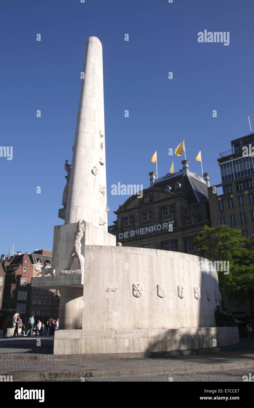 Nationaal Monument Damplatz Amsterdam Stockfoto