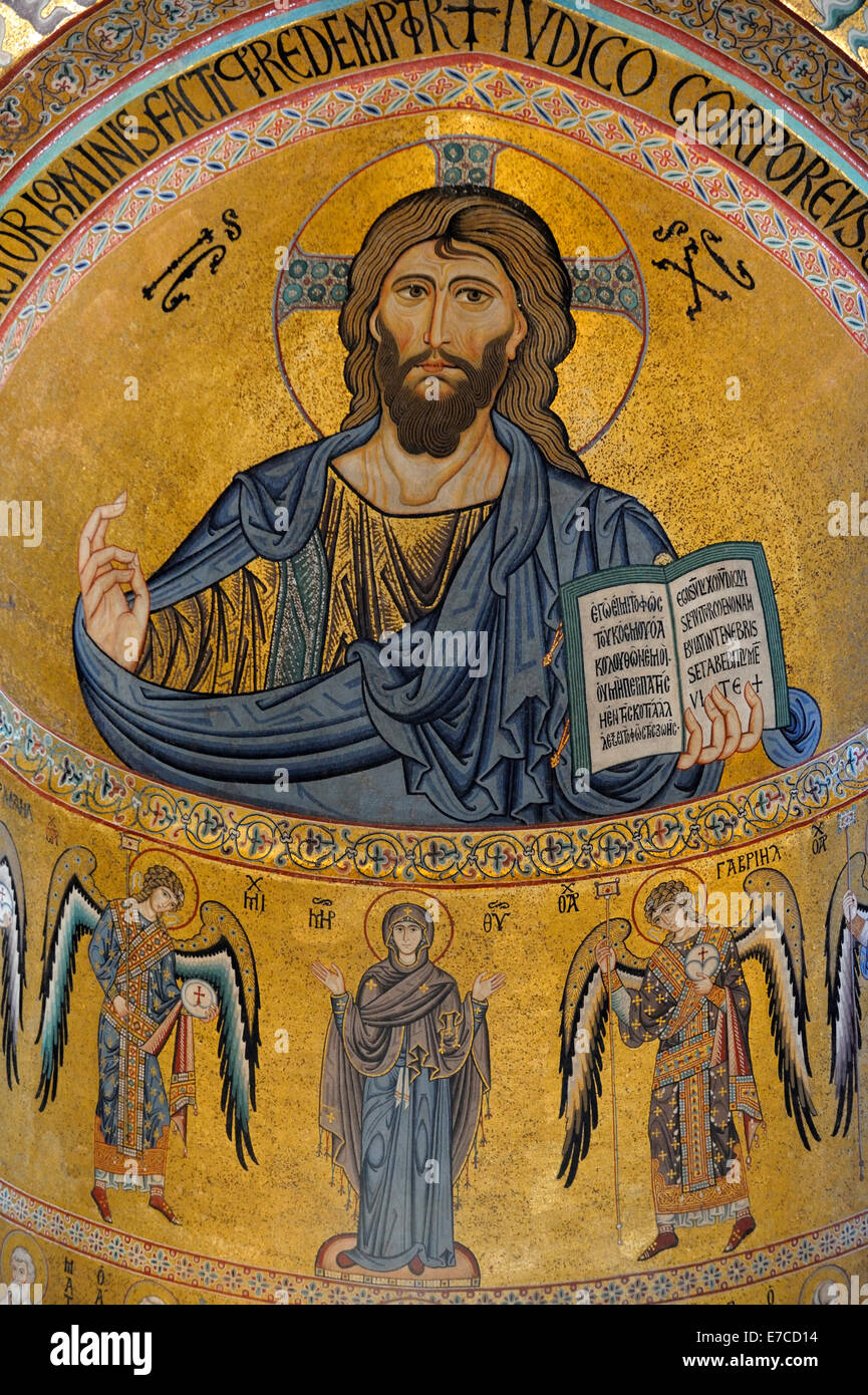 Die Christus Pantokrator-Mosaik in der Kathedrale von Cefalu Stockfoto