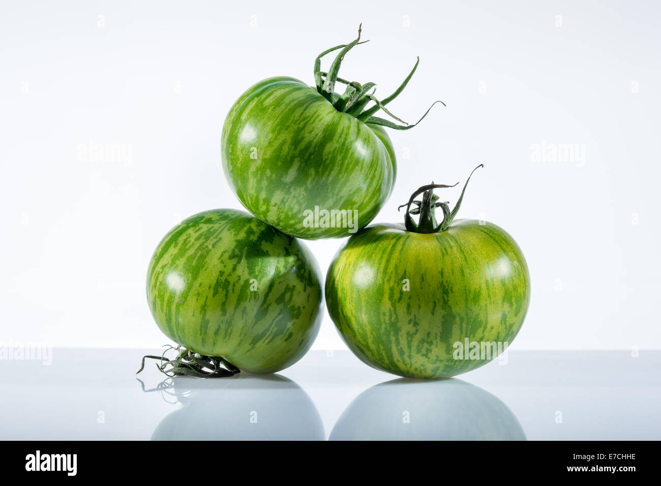 Green Zebra Tomate Tomaten Obst essen besondere Zucht genial Greenfood Streifen Streifen gestreift Spezialität vegetarische Gemüse er Stockfoto