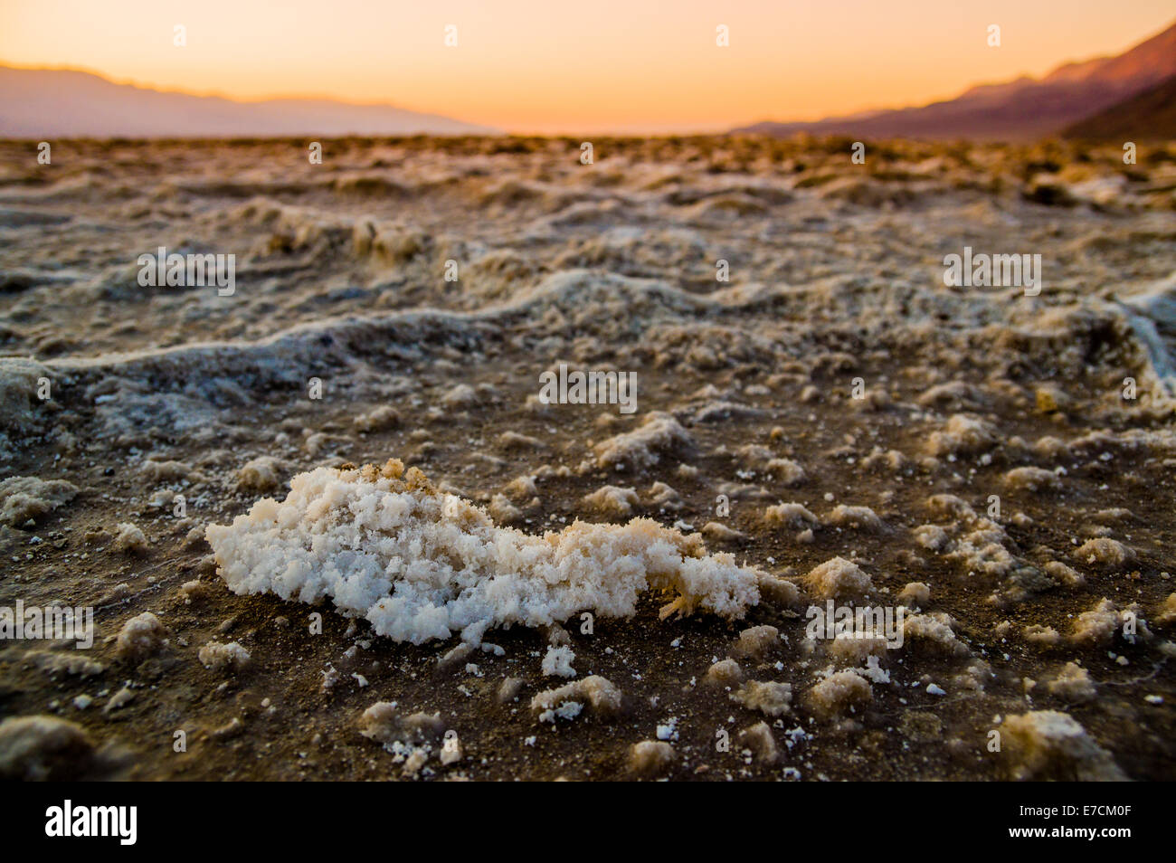 Ausgetrocknet, Salz in Badwater Death Valley National Park Stockfoto