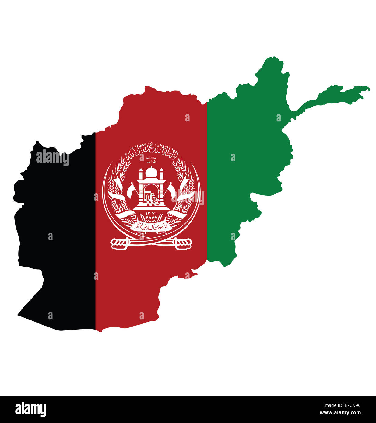 Flagge Afghanistans überlagert, Umriß Stockfoto
