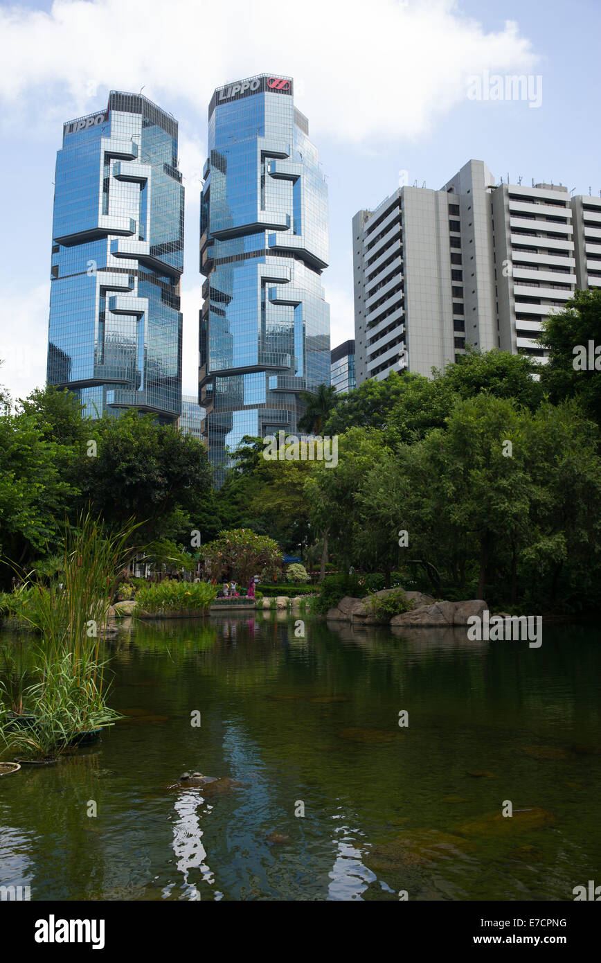 Hong Kong Park in Admiralty, Hong Kong an einem sonnigen Tag. Stockfoto