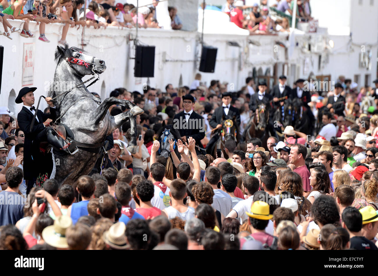 Typisches fest der Pferde in der Stadt von Ciutadella auf Menorca; fest von Sant Joan (St. John) am 24. Juni. Stockfoto