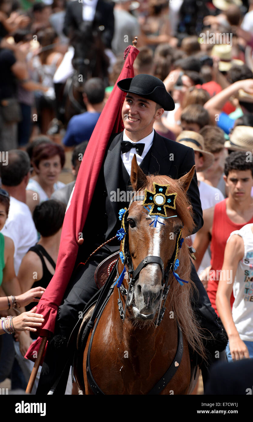 Typisches fest der Pferde in der Stadt von Ciutadella auf Menorca; fest von Sant Joan (St. John) am 24. Juni. Stockfoto