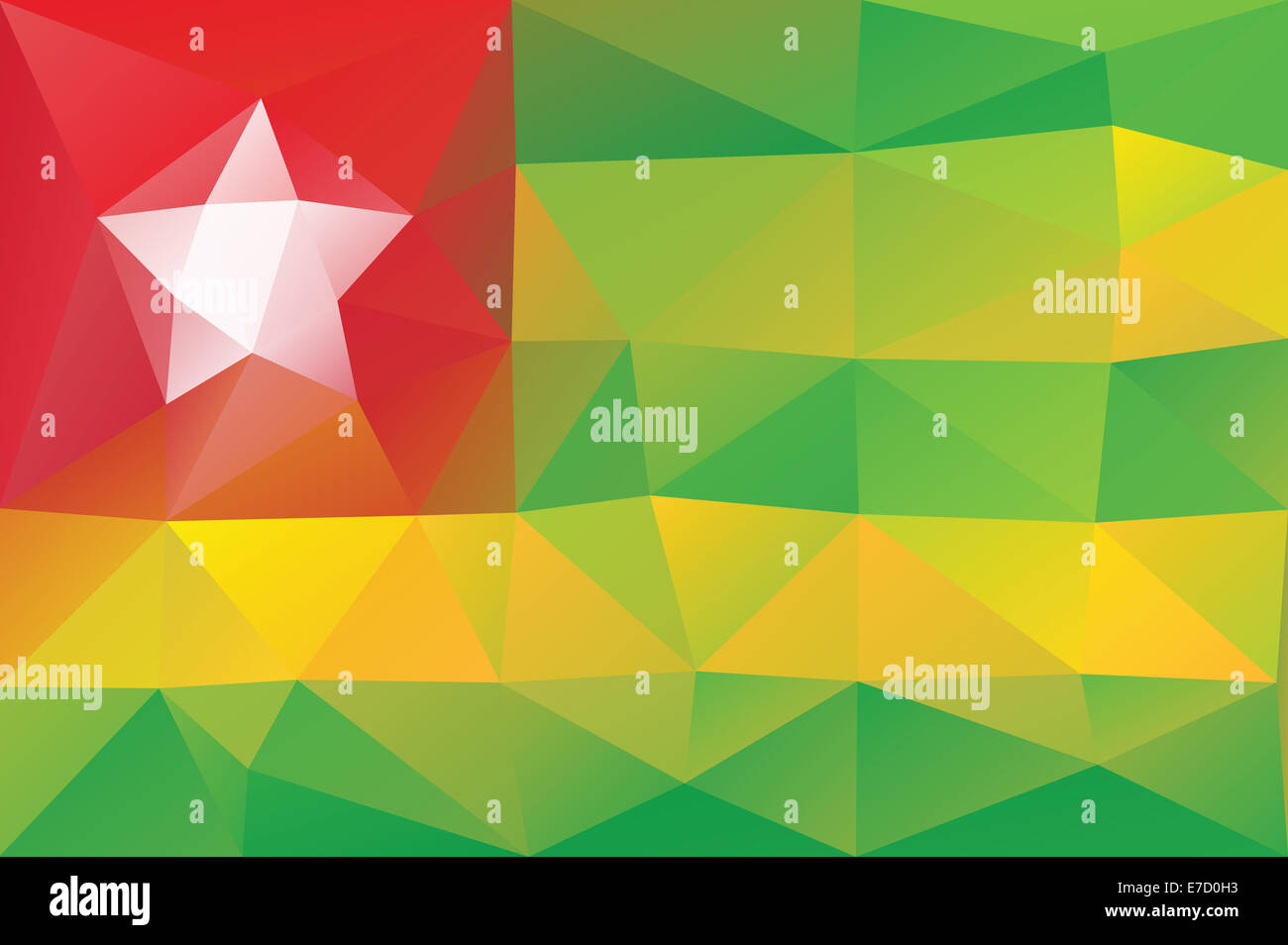 Togoische Flag - dreieckige polygonalen Vektormuster Stockfoto