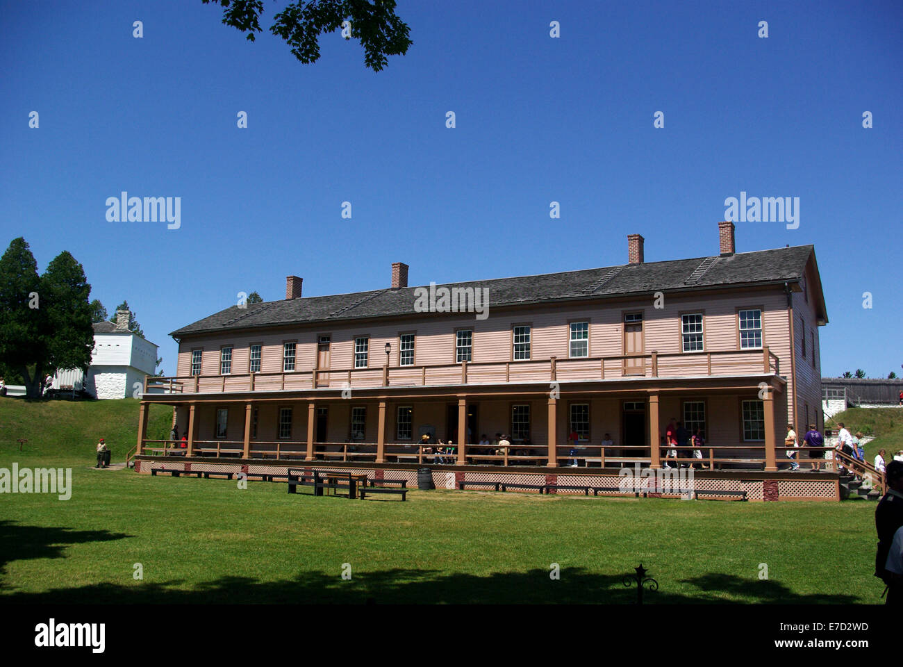 1859-Kaserne am Fort Mackinaw auf Mackinaw Island Michigan Stockfoto