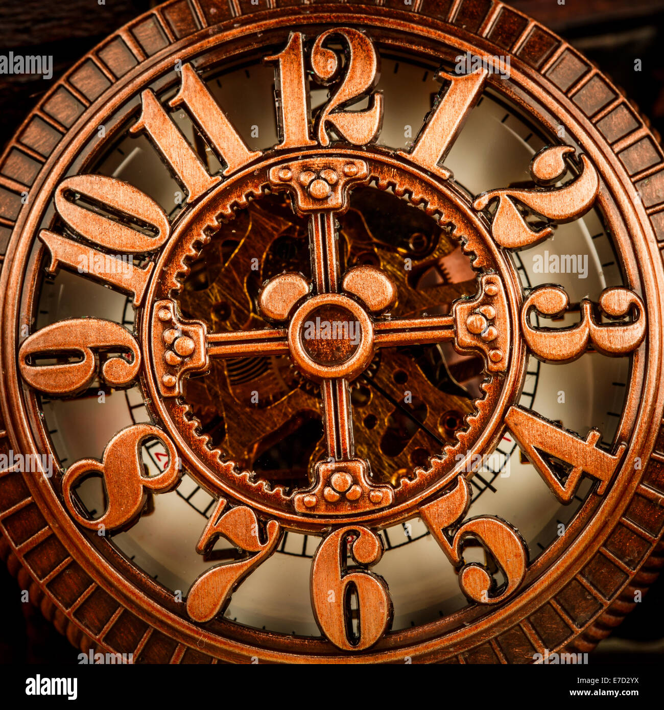 Antike Uhr Zifferblatt Nahaufnahme. Vintage Taschenuhr. Stockfoto