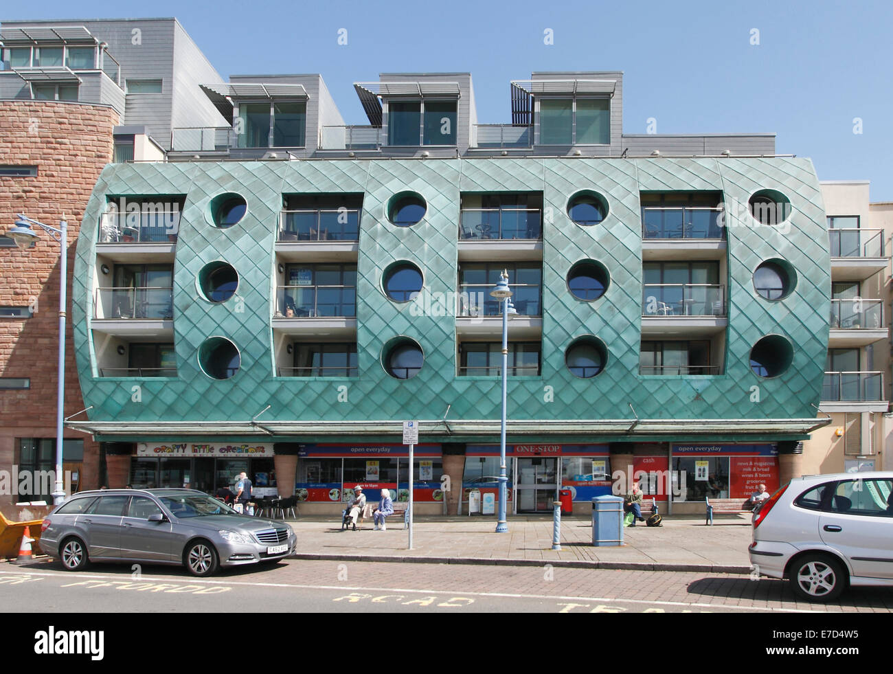 Porthcawl - Promenade das Gebäude liebevoll als die "Glascontainer" Einheimischen bekannt Stockfoto