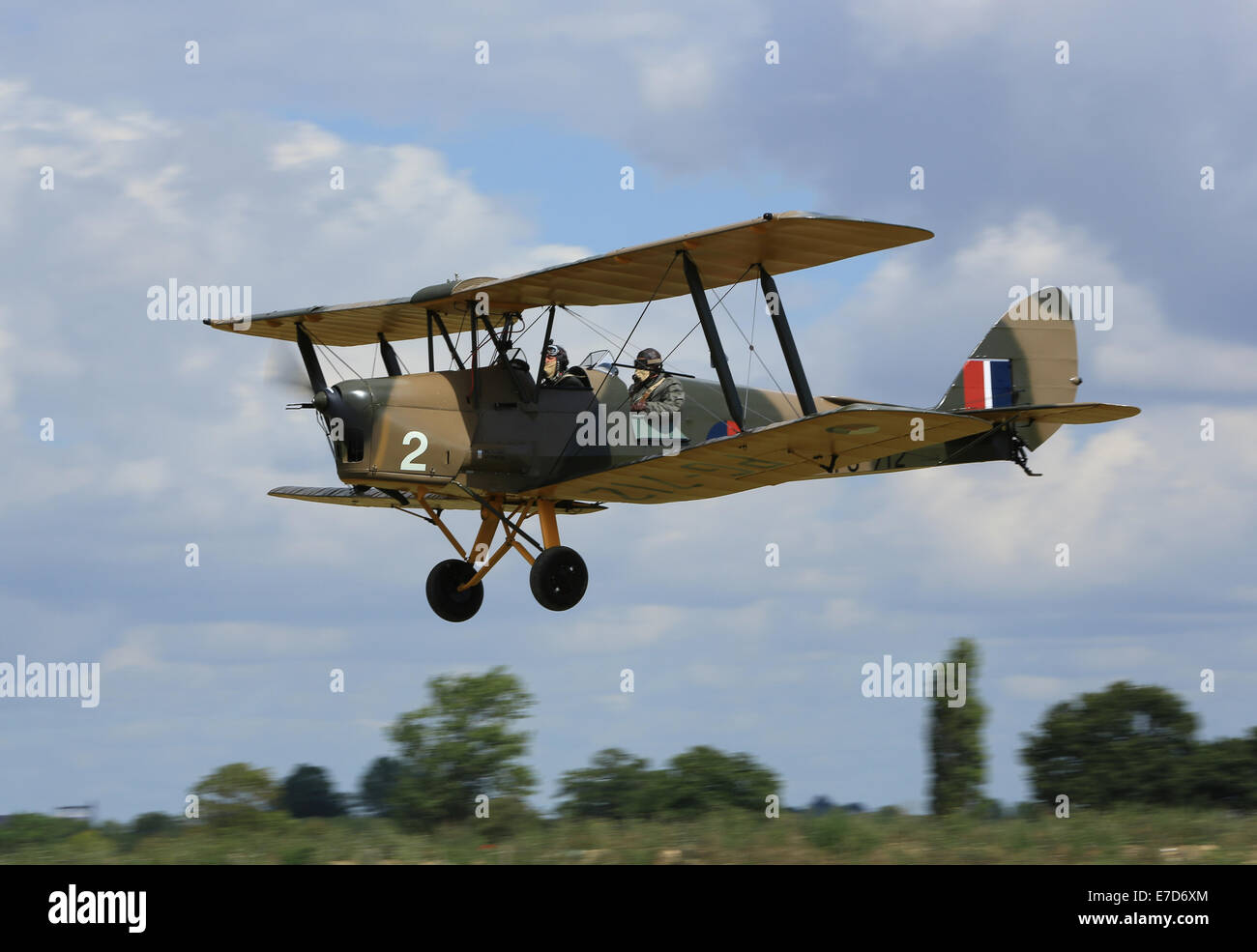 de Havilland Tiger Moth Landung am kleinen Gransden Stockfoto