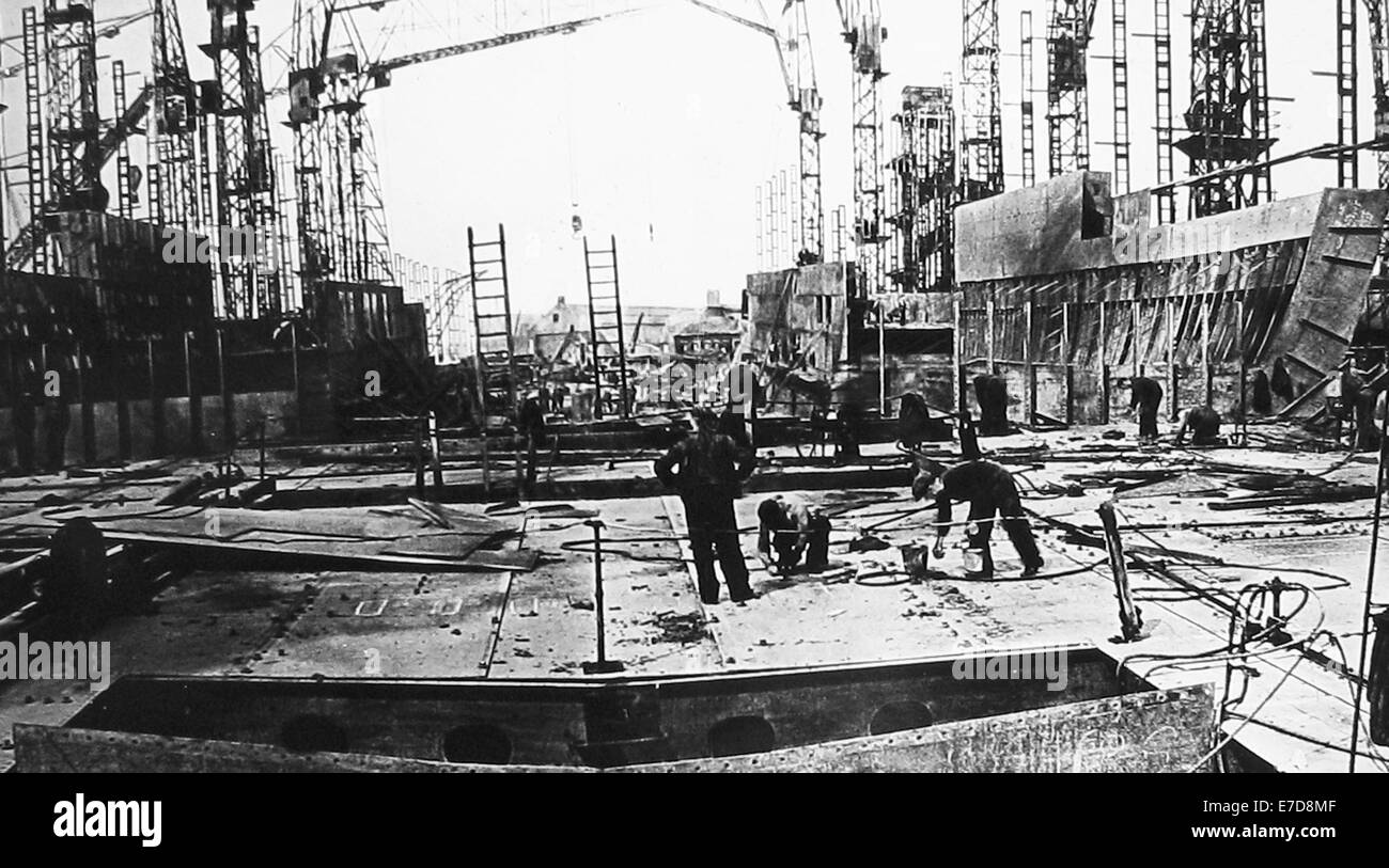 Konstruktion der RMS Queen Elizabeth gegründet 1938 Stockfoto
