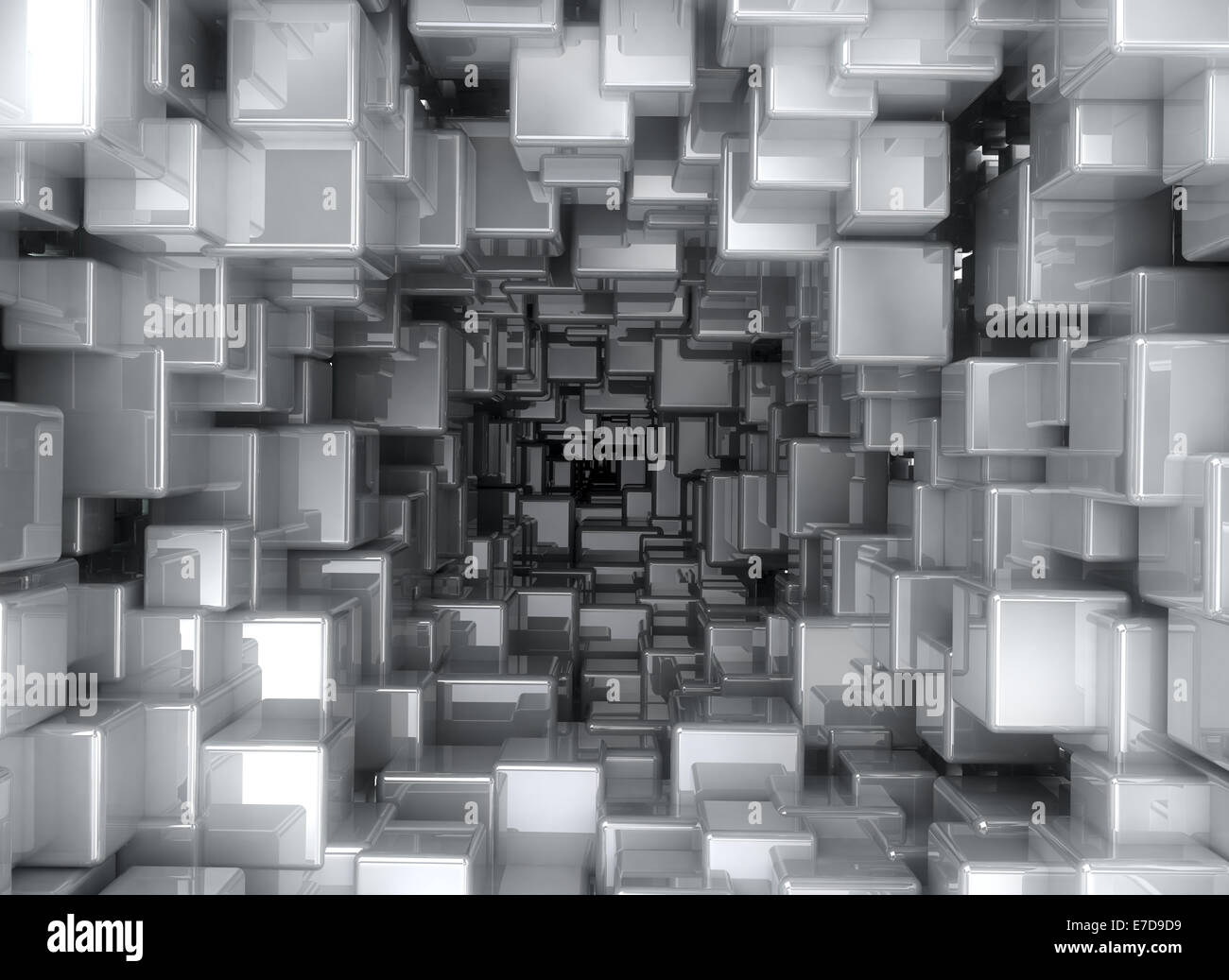 Digitales Design metallic Würfel abstrakte form Stockfoto