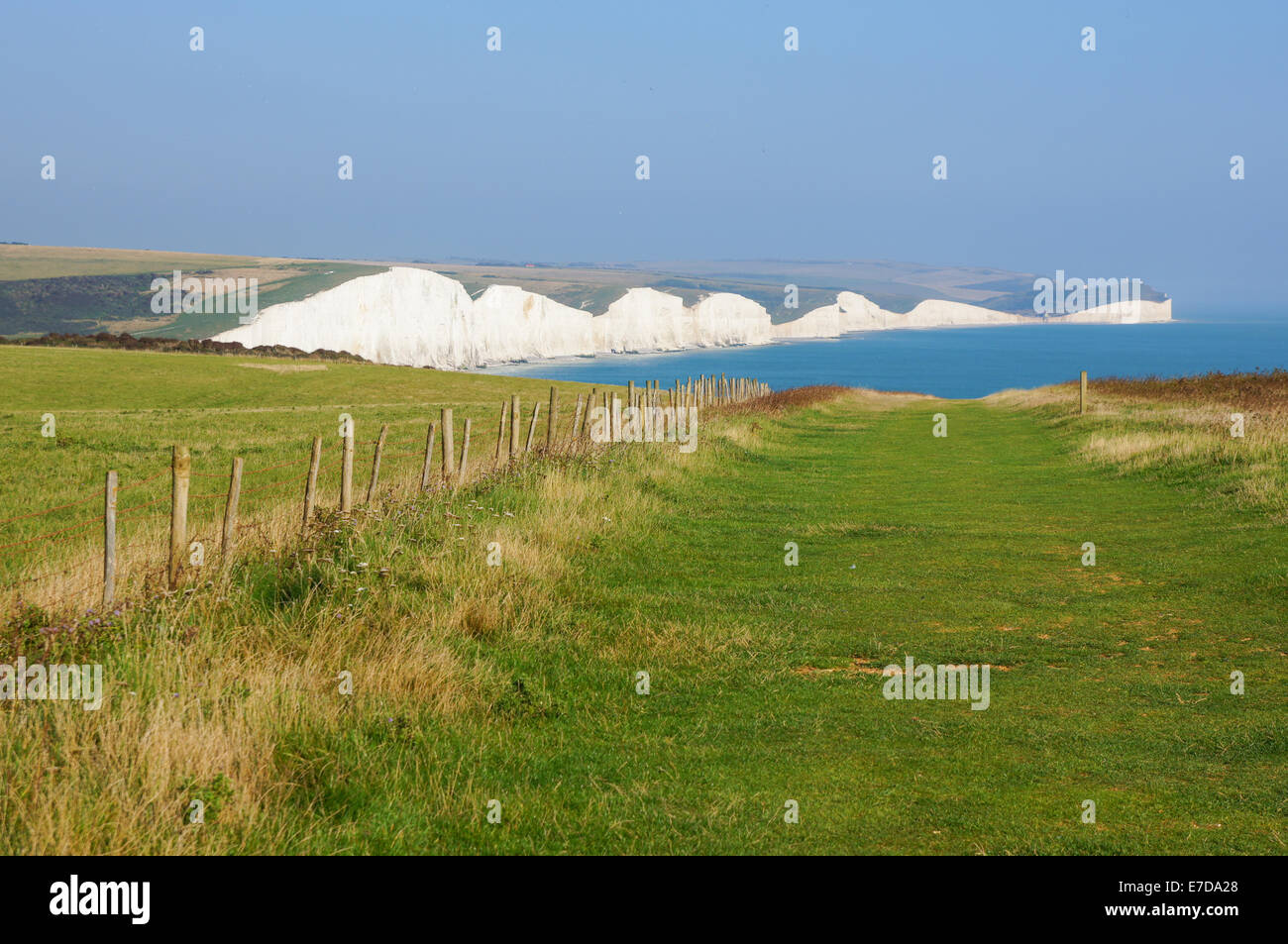 The Seven Sisters Kreidefelsen zwischen Seaford und Eastbourne, South Downs Way, South Downs National Park, East Sussex England Großbritannien Stockfoto