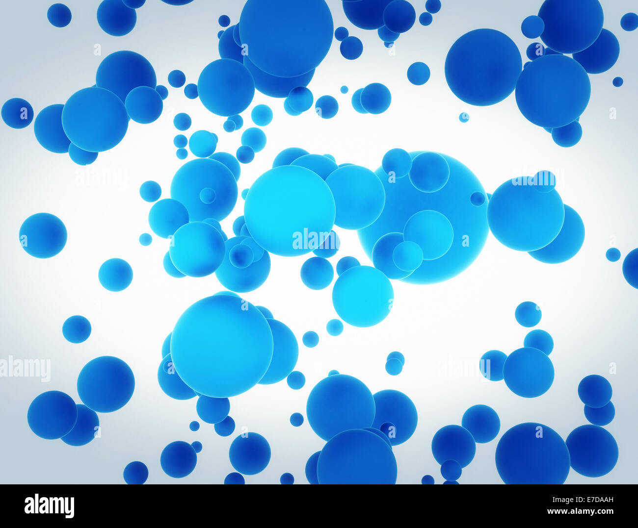 abstrakt, schwebende blaue Kugeln Stockfoto