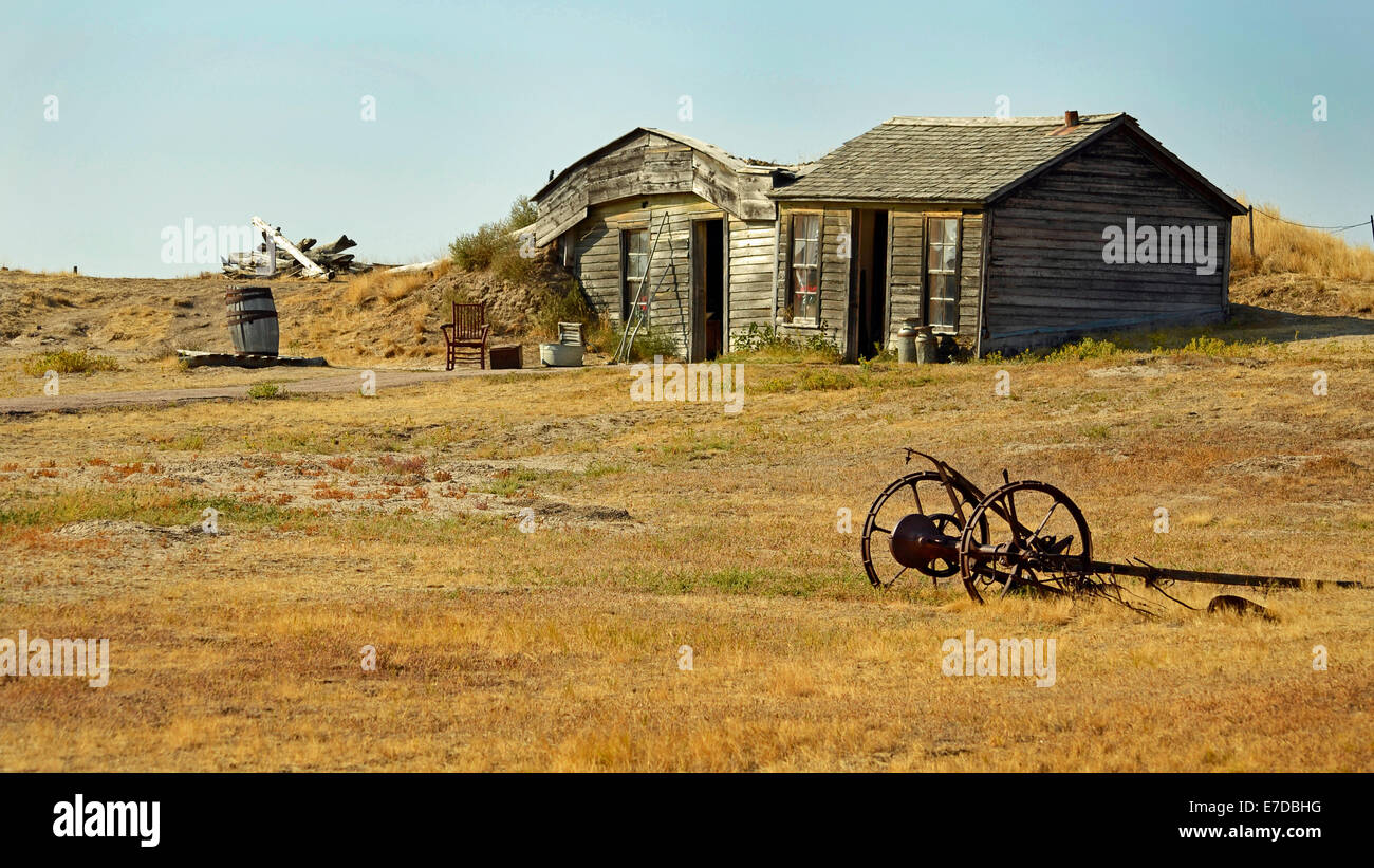 Prairie Homestead Historic Site in South Dakota anzeigen ein original Pionier Schmutz Sod Heim gebaut im Jahre 1909 Stockfoto