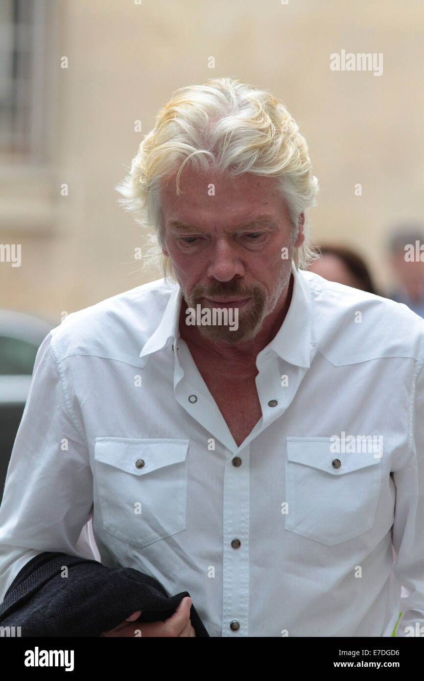 London, UK, 15. September 2014: Sir Richard Branson gesehen bei der BBC Gebäude in London Stockfoto