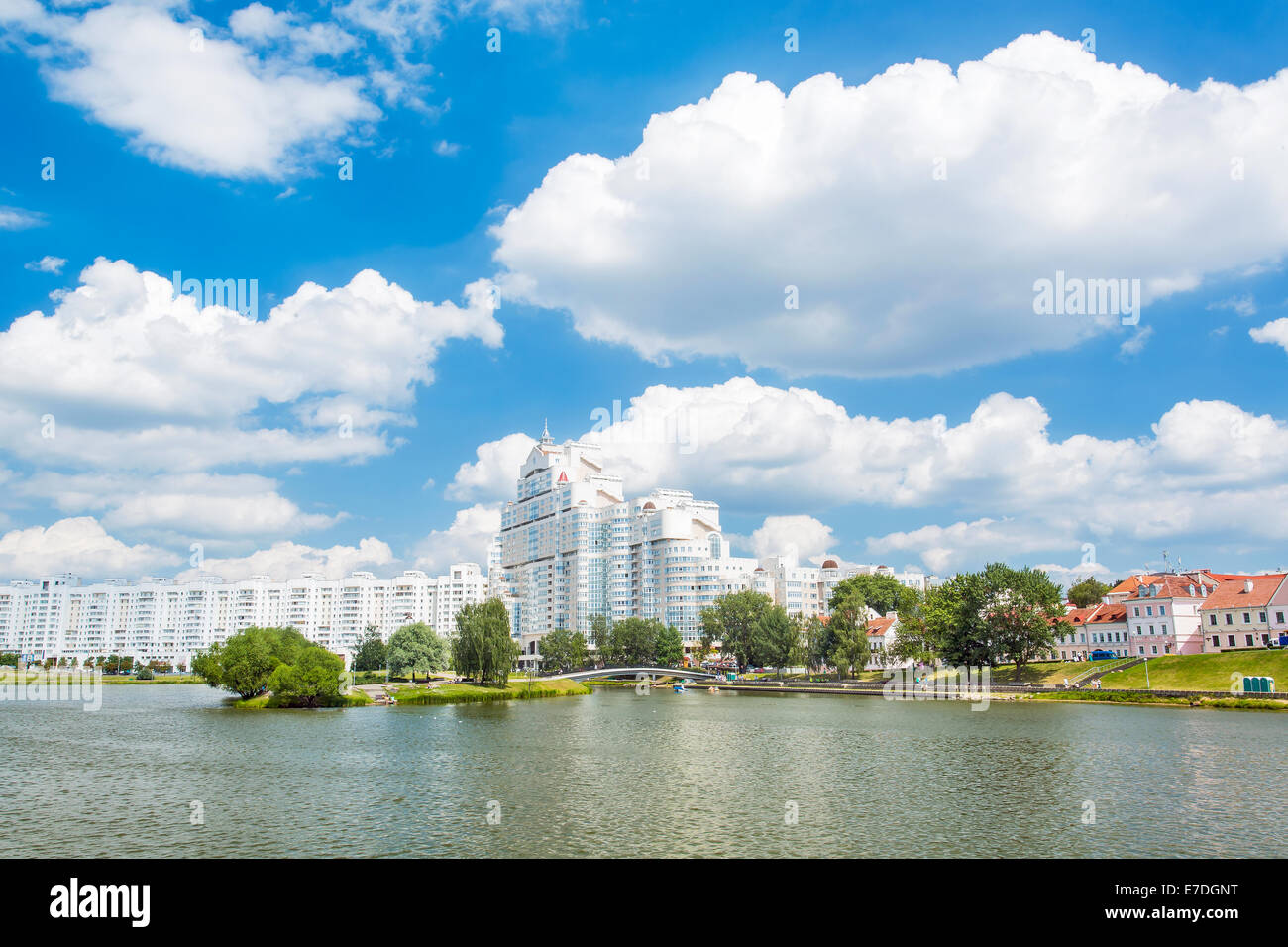 Nemiga Bezirk und Flusses Swislotsch in Minsk, Weißrussland Stockfoto