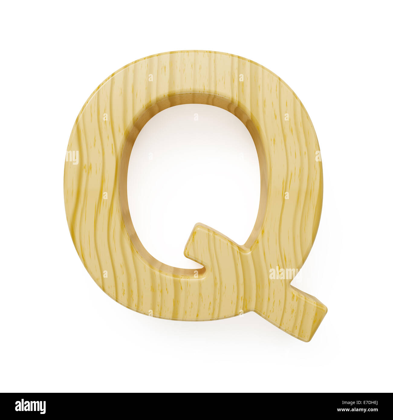 Holz-Alphabet Buchstaben - q isoliert auf weißem Hintergrund Stockfoto