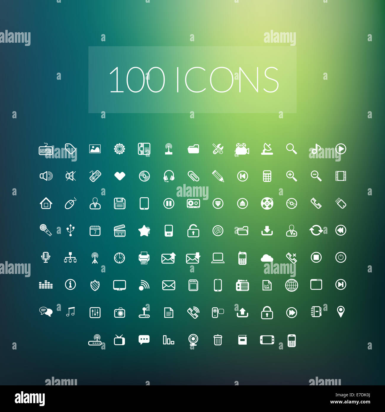 Set von 100 einfache universelle moderne dünne Linie icons Stockfoto