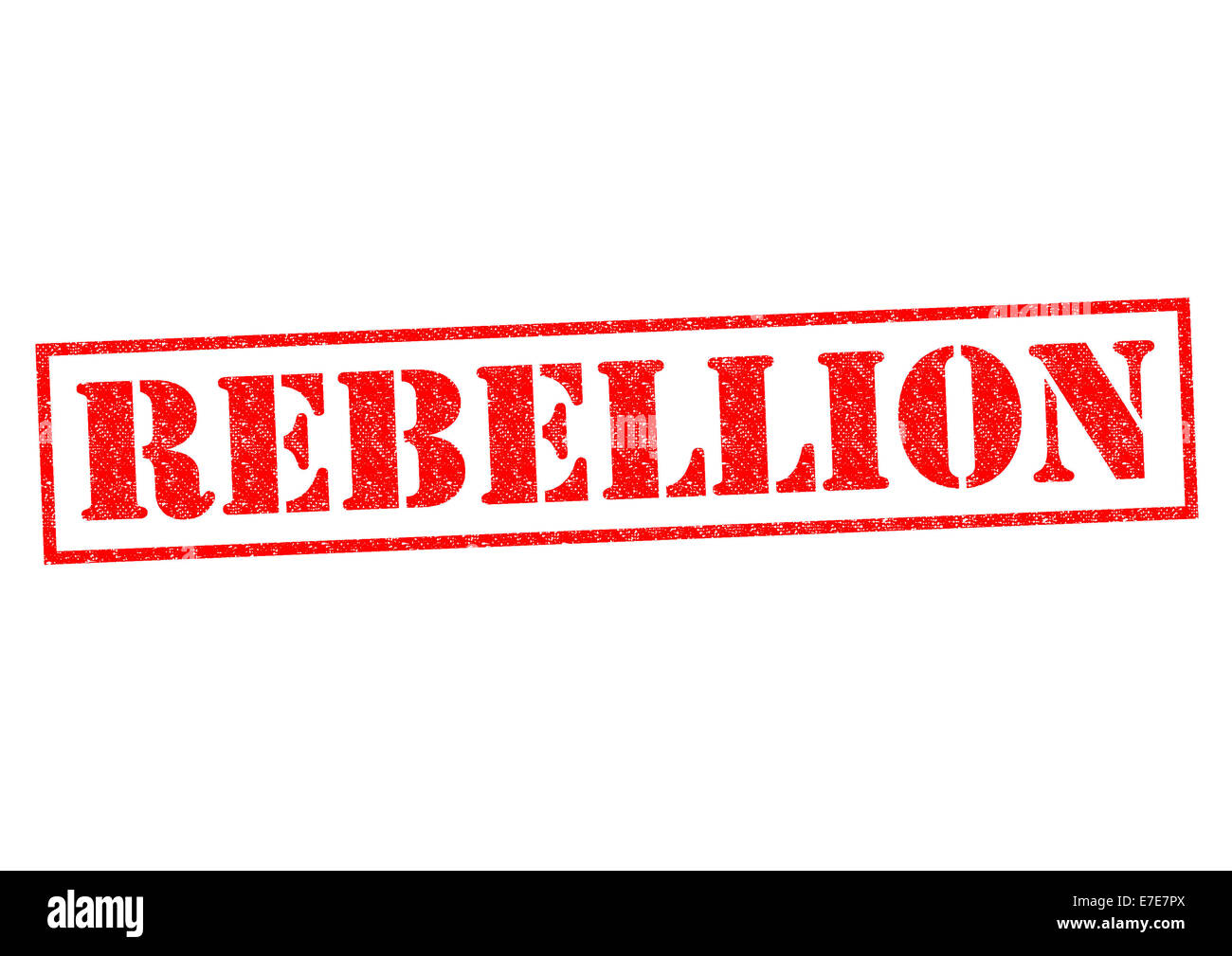 REBELLION, die roten Stempel auf einem weißen Hintergrund. Stockfoto