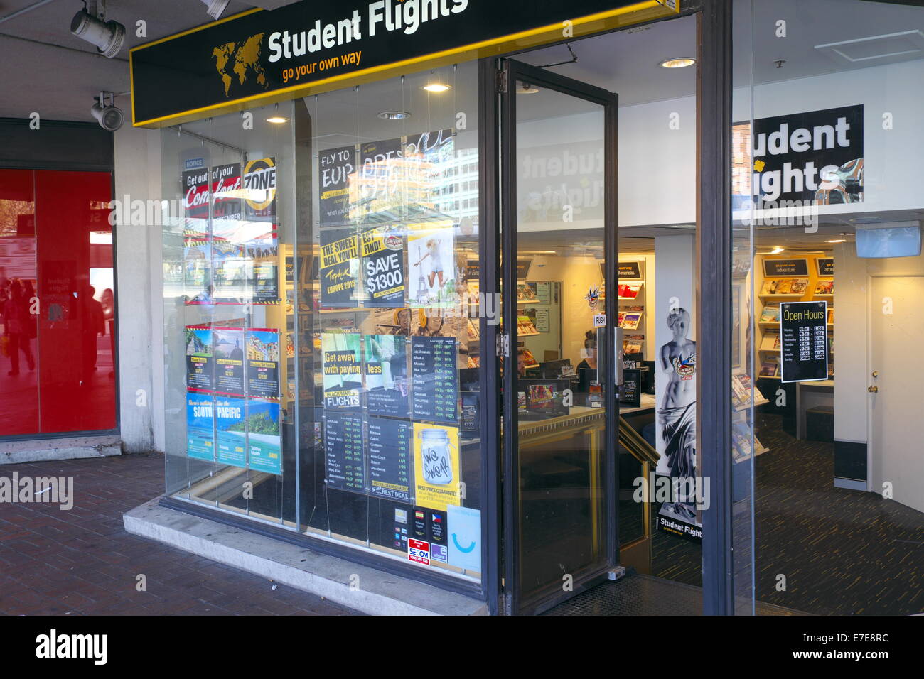 Sydney-Reisebüro konzentrierte sich auf Flüge Studentenreisen, George street, Sydney, Australien Stockfoto