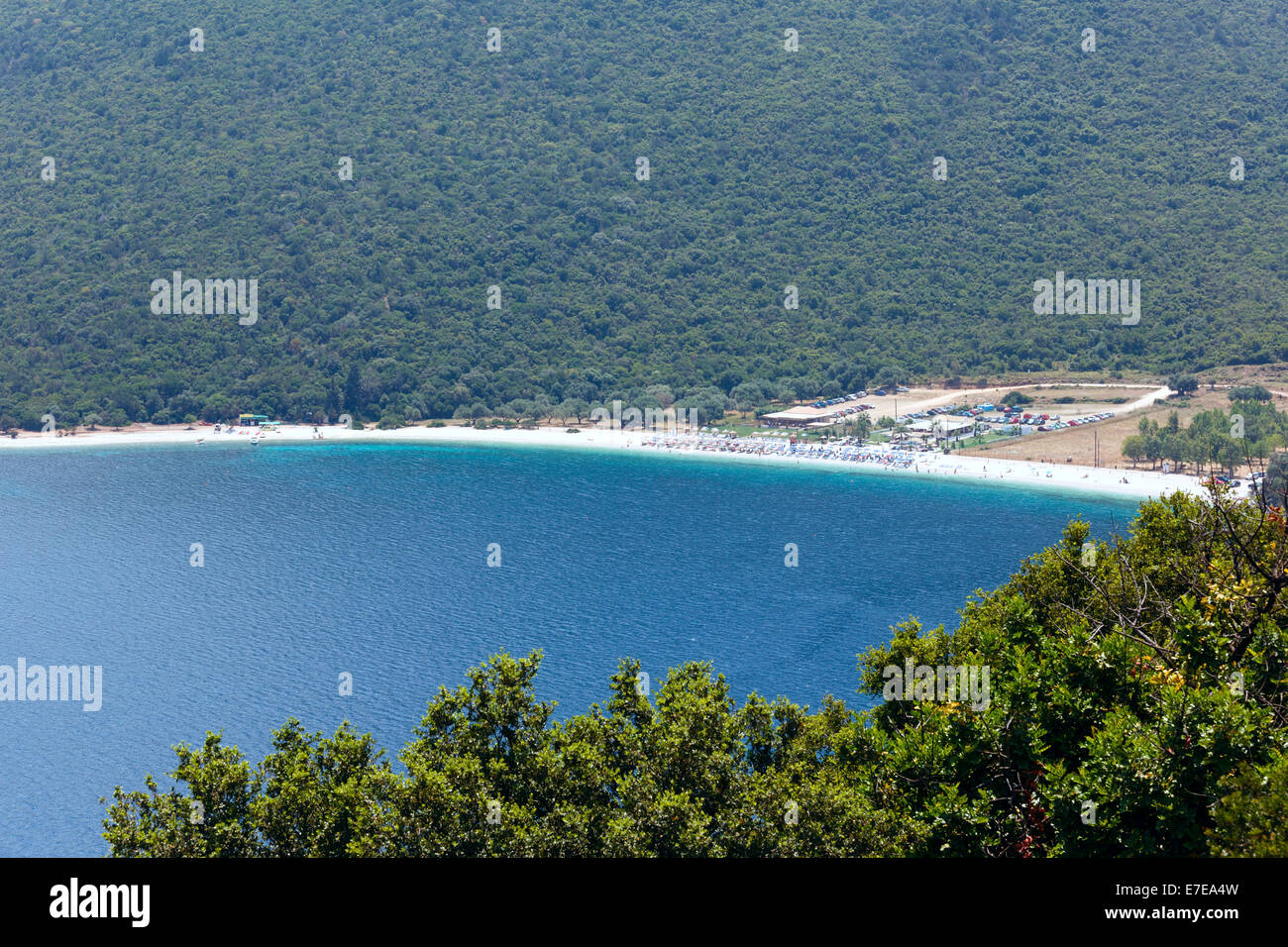 Antisamos Strand. Top Sommer Blick (Griechenland, Kefalonia). Alle Menschen sind nicht erkennbar. Stockfoto