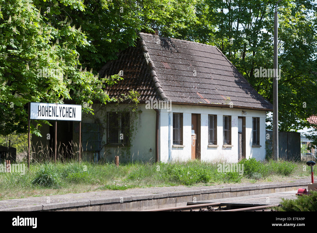 Train Station Hohenlychen, Lychen, Landkreis Uckermark, Brandenburg, Deutschland Stockfoto