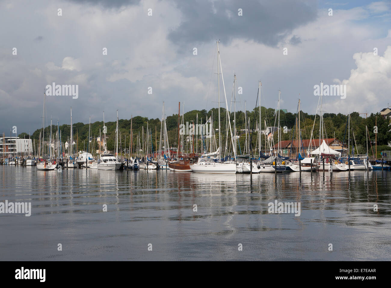Blick auf Flensburg Hafen, Schleswig-Holstein, Deutschland Stockfoto