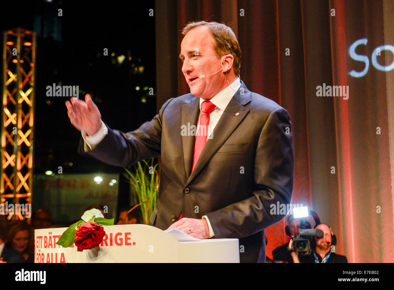 Der Sozialdemokratischen Partei Führer Herr Stefan Löfven wird der neue Ministerpräsident von Schweden. Stockfoto