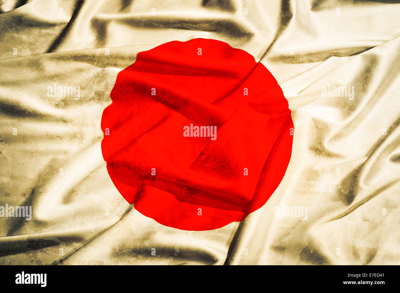 Japan-Grunge-Flagge auf eine Seide drapieren winken Stockfoto