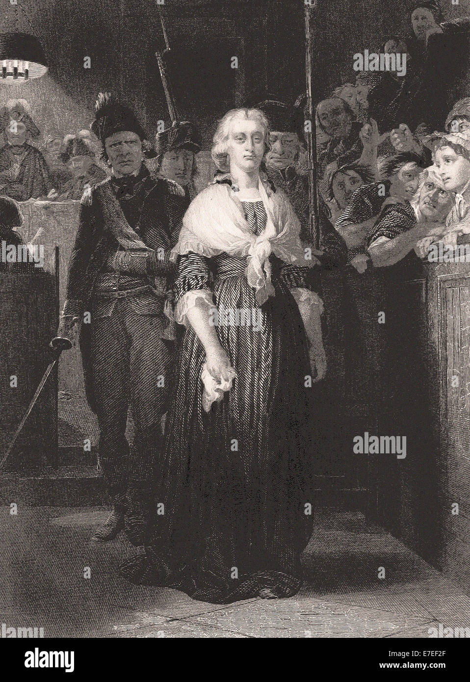 Marie-Antoinette Urteil - britische Gravur - XIX. Jahrhundert Stockfoto