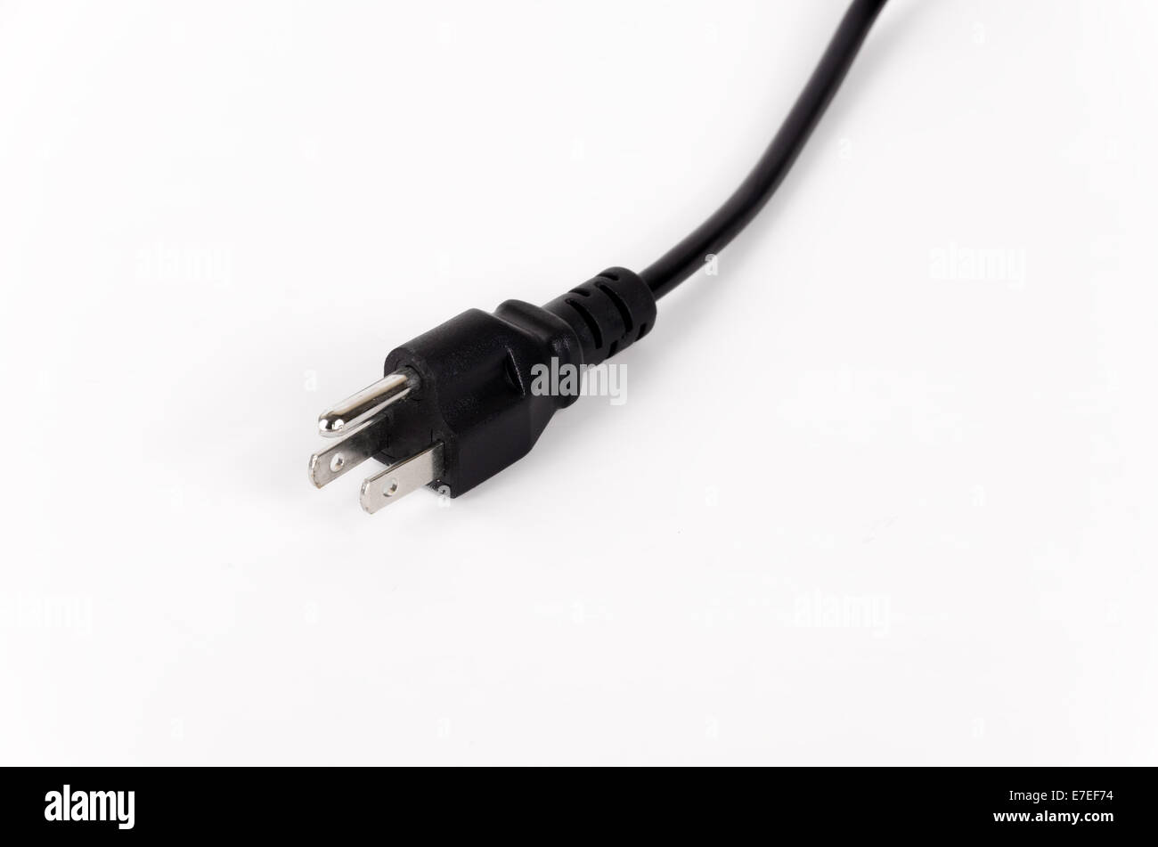 Amerikanische schwarze elektrischen Stecker isolierten auf weißen Hintergrund Stockfoto