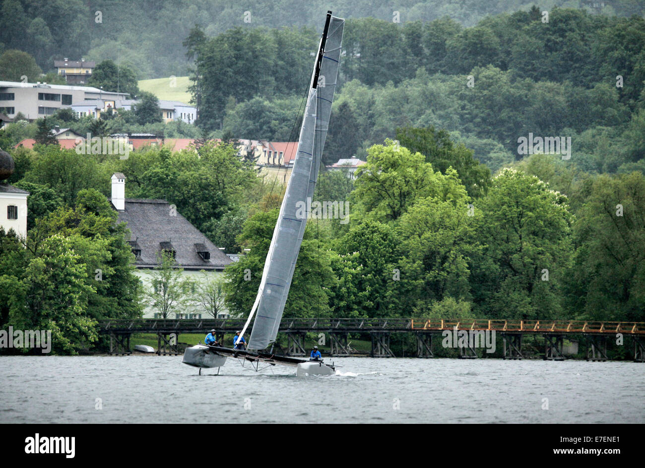 Die GC32 ist die one Design für zukünftige große Cup Racing Circuit, Austria Cup, See Traunsee, Gmunden, Österreich. Day4. Stockfoto