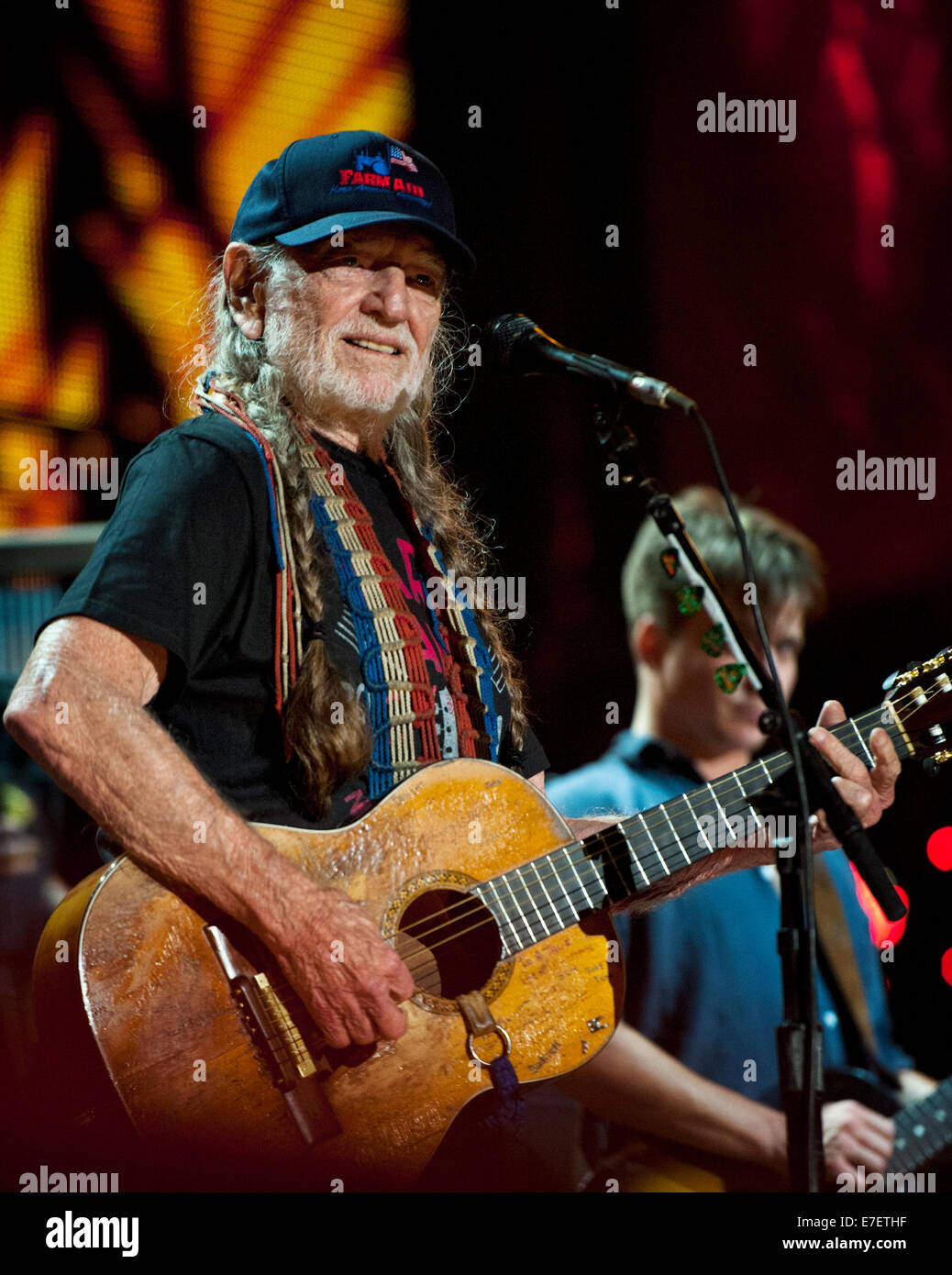 Willie Nelson auf der Bühne auf der Farm Aid 2014 durchführen Stockfoto