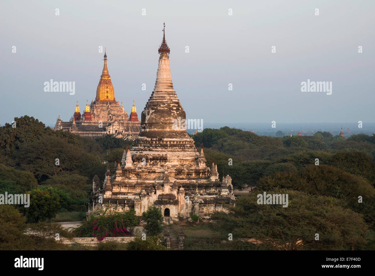 Ananda-Tempel, vergoldeten Turmstruktur oder Shikhara, Stupas, Pagoden, Tempelkomplex, Plateau von Bagan, Mandalay-Division Stockfoto