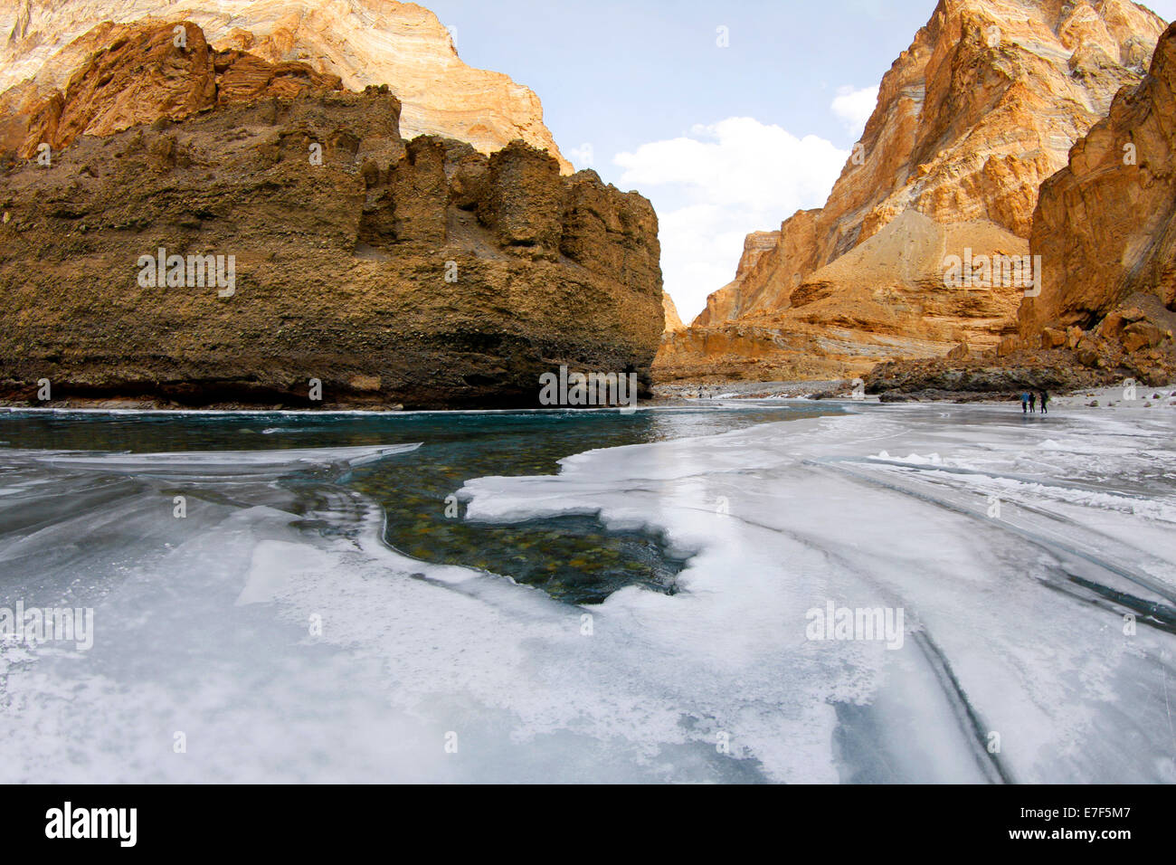 Chadar Trek auf Ladakh Zanskar-Fluss Stockfoto