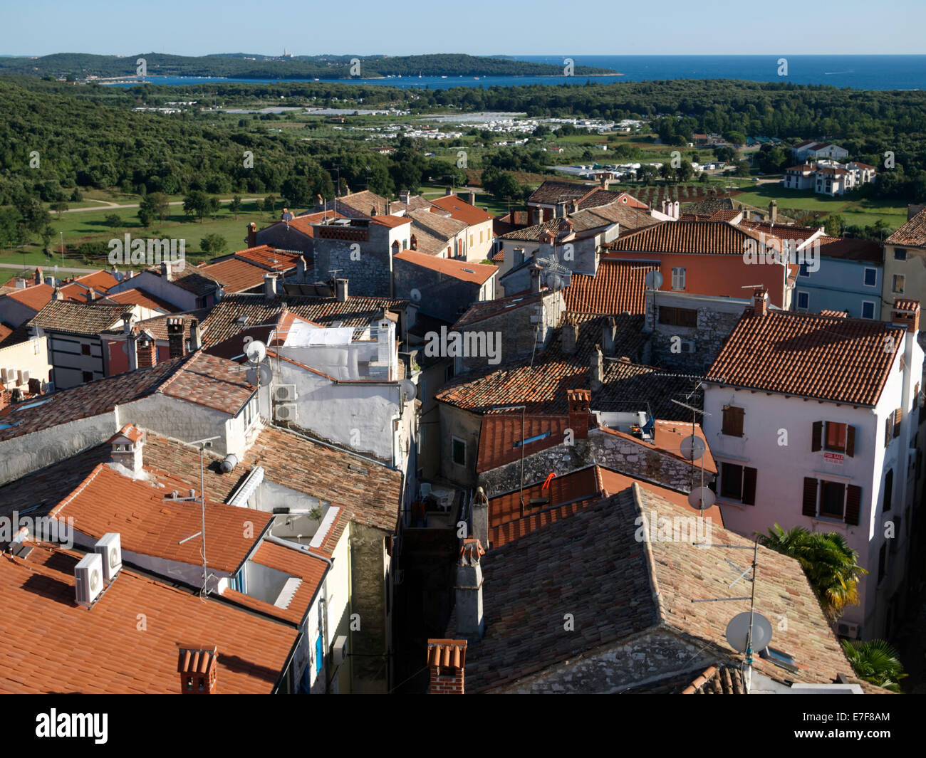 Blick auf die alte Stadt Vrsar, Istrien, Kroatien Stockfoto