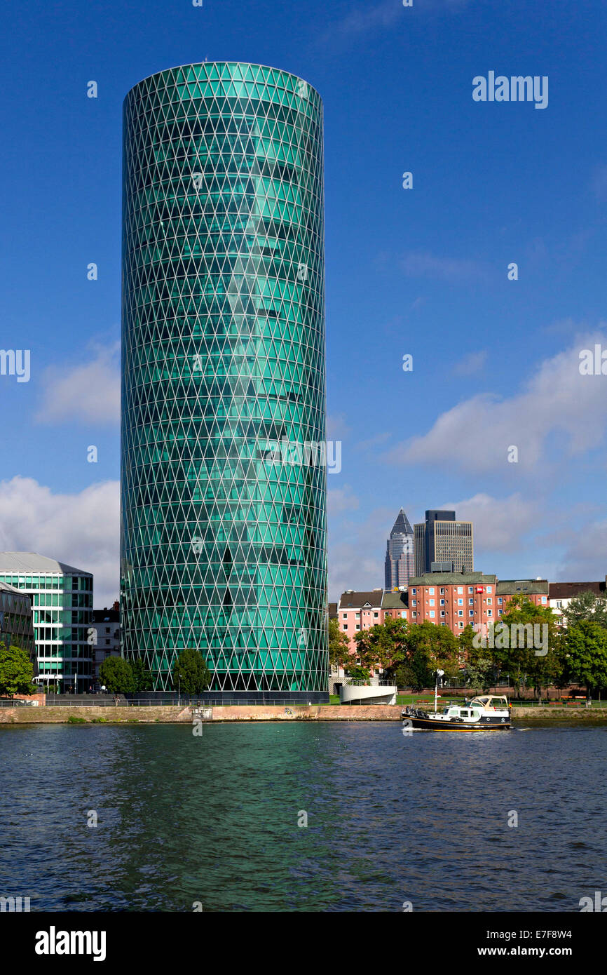 Der Main und Westhafen Tower, Frankfurt Am Main, Hessen, Deutschland, Europa. Stockfoto