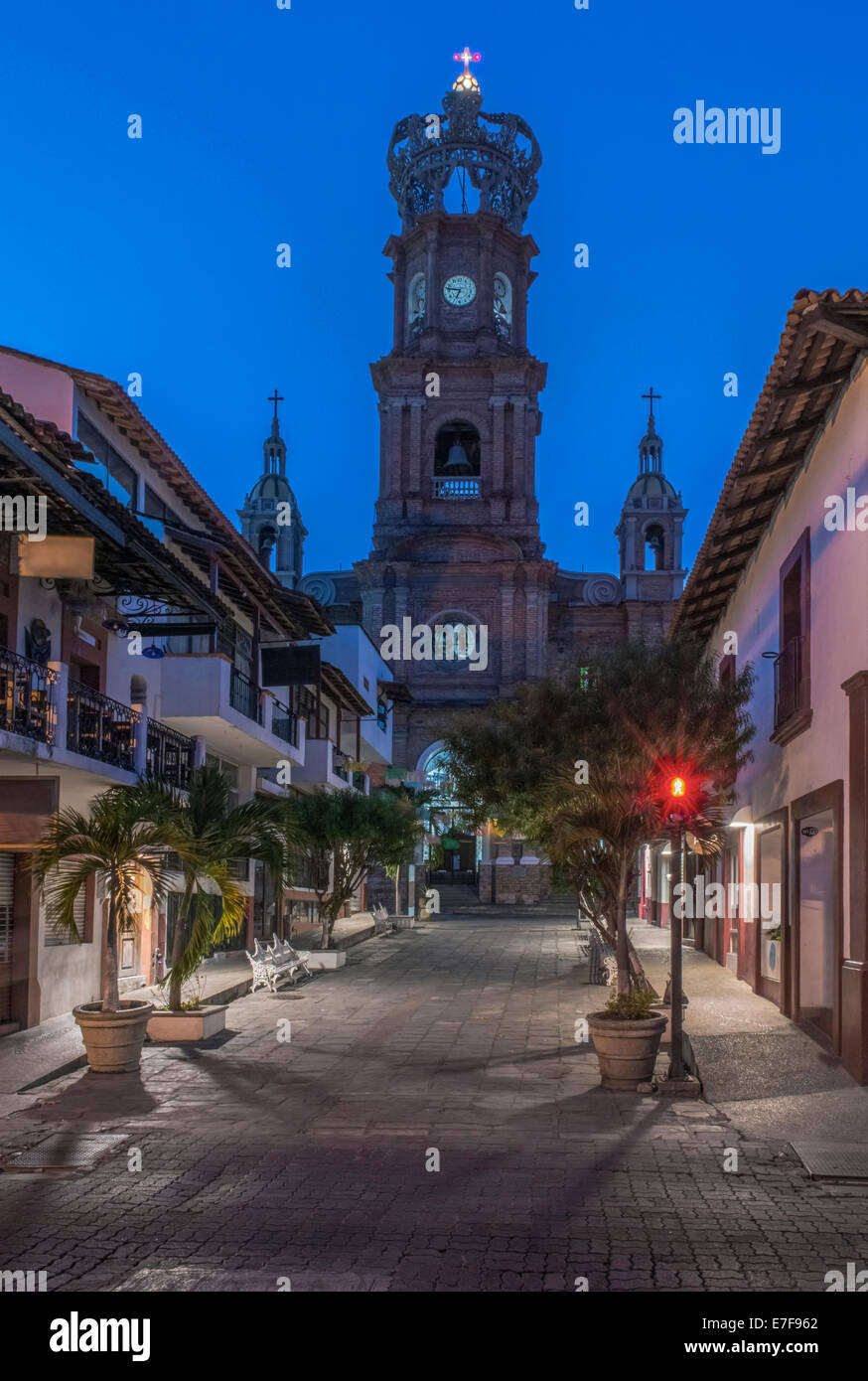 Unsere Liebe Frau von Guadalupe Kirche Strasse Puerto Vallarta, Jalisco, Mexiko Stockfoto